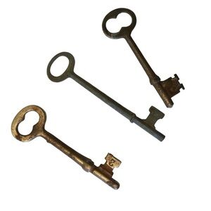 Lot of 3 Vintage Antique Unbranded Skeleton Keys One Marked # 2 and 2 Other Keys